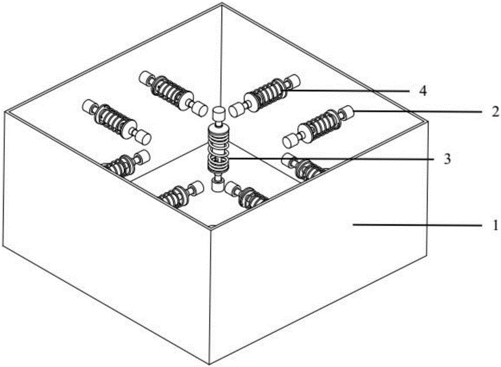 Three-directional shock isolation device based on active mass balance and gyroscope balance