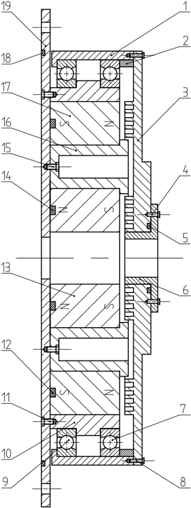 Radial rotary sealing device for magnetic liquid