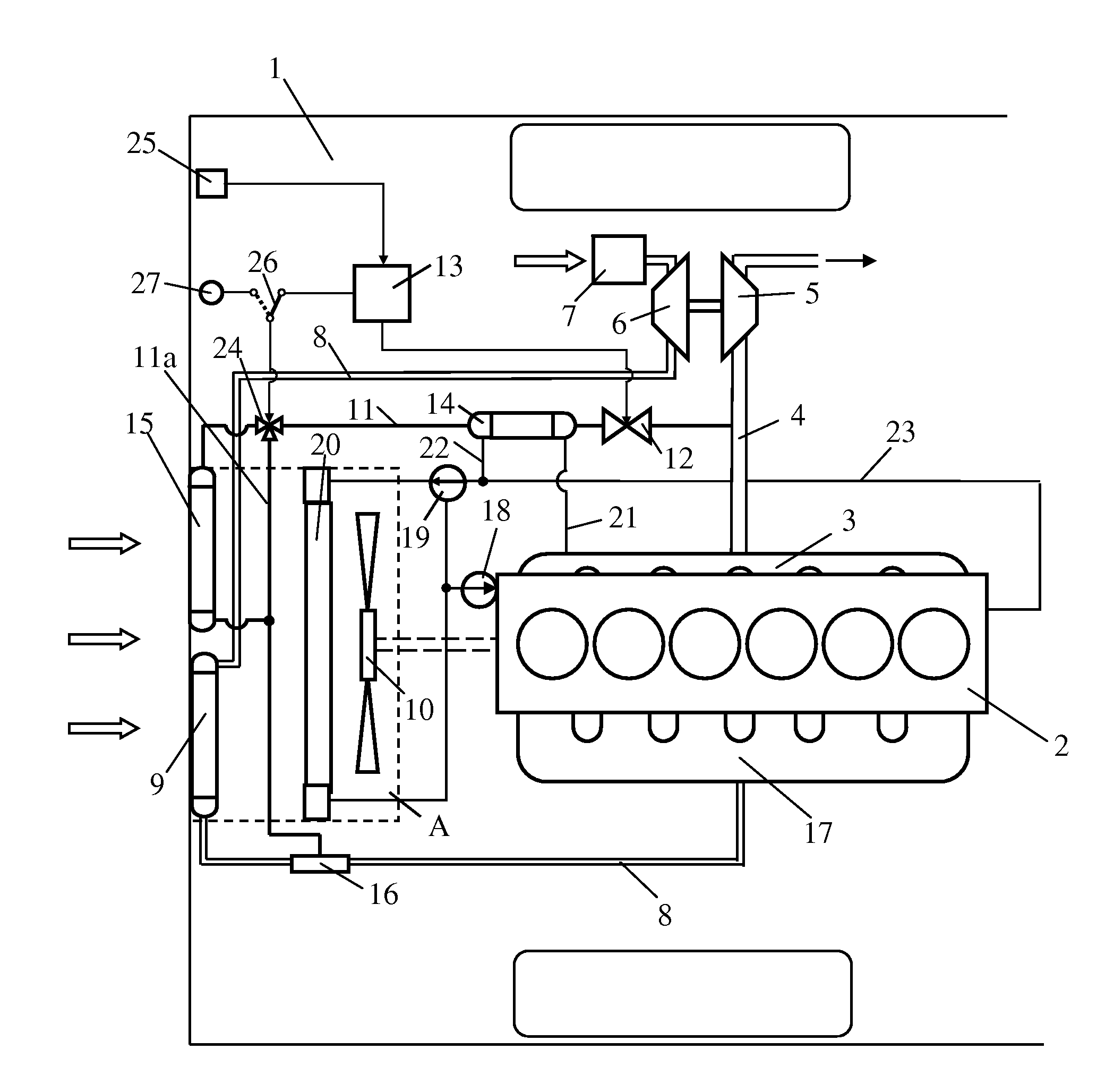 Arrangement for recirculation of exhaust gases in a supercharged combustion engine