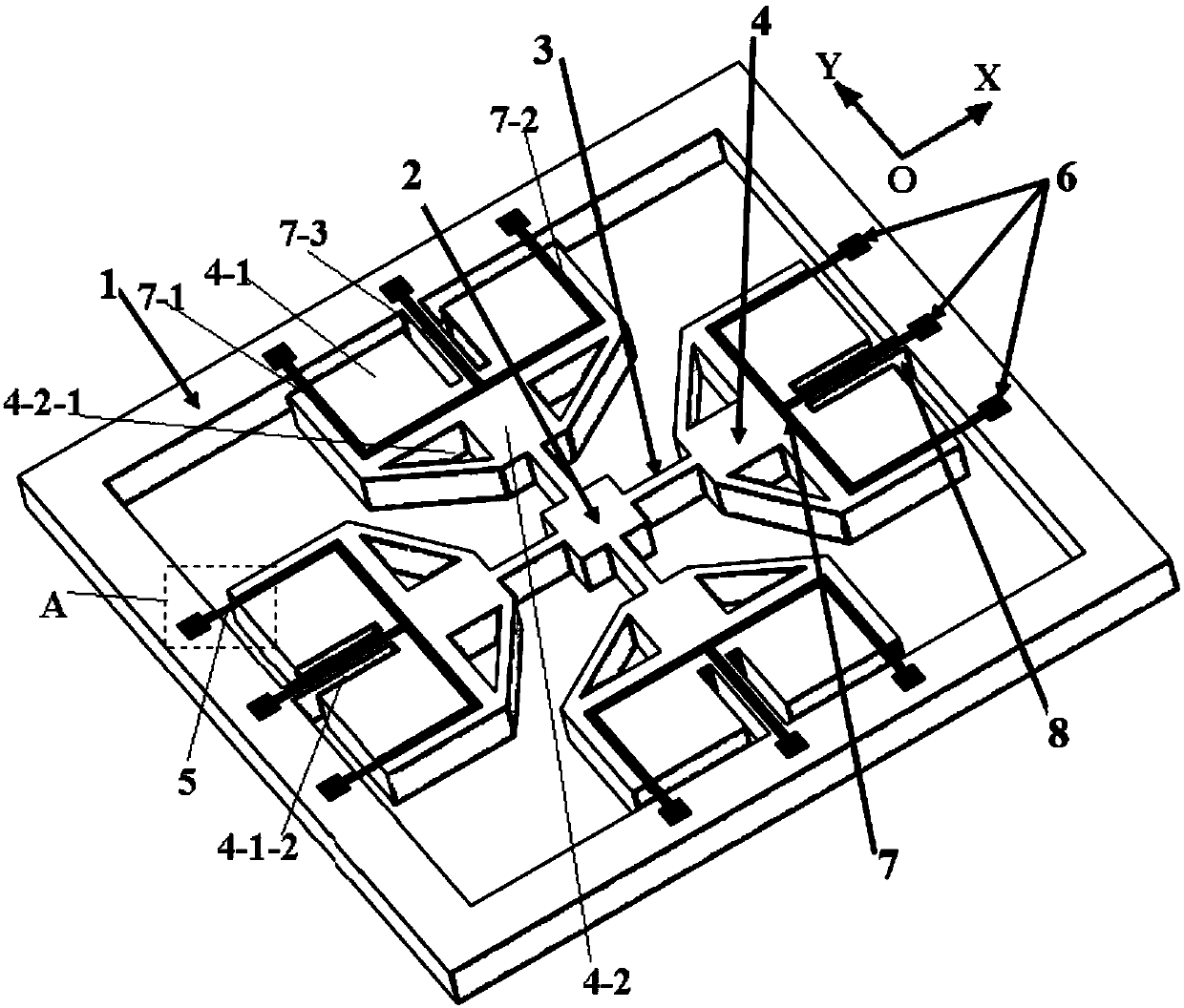 MEMS piezoresistance type two-axis acceleration sensor chip and preparing method thereof