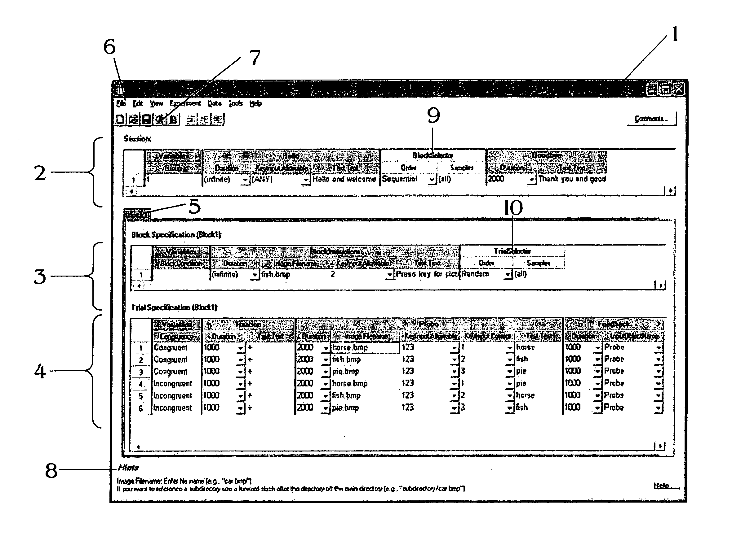 Psychology hierarchical experiment spreadsheet with pre-release event time synchronization