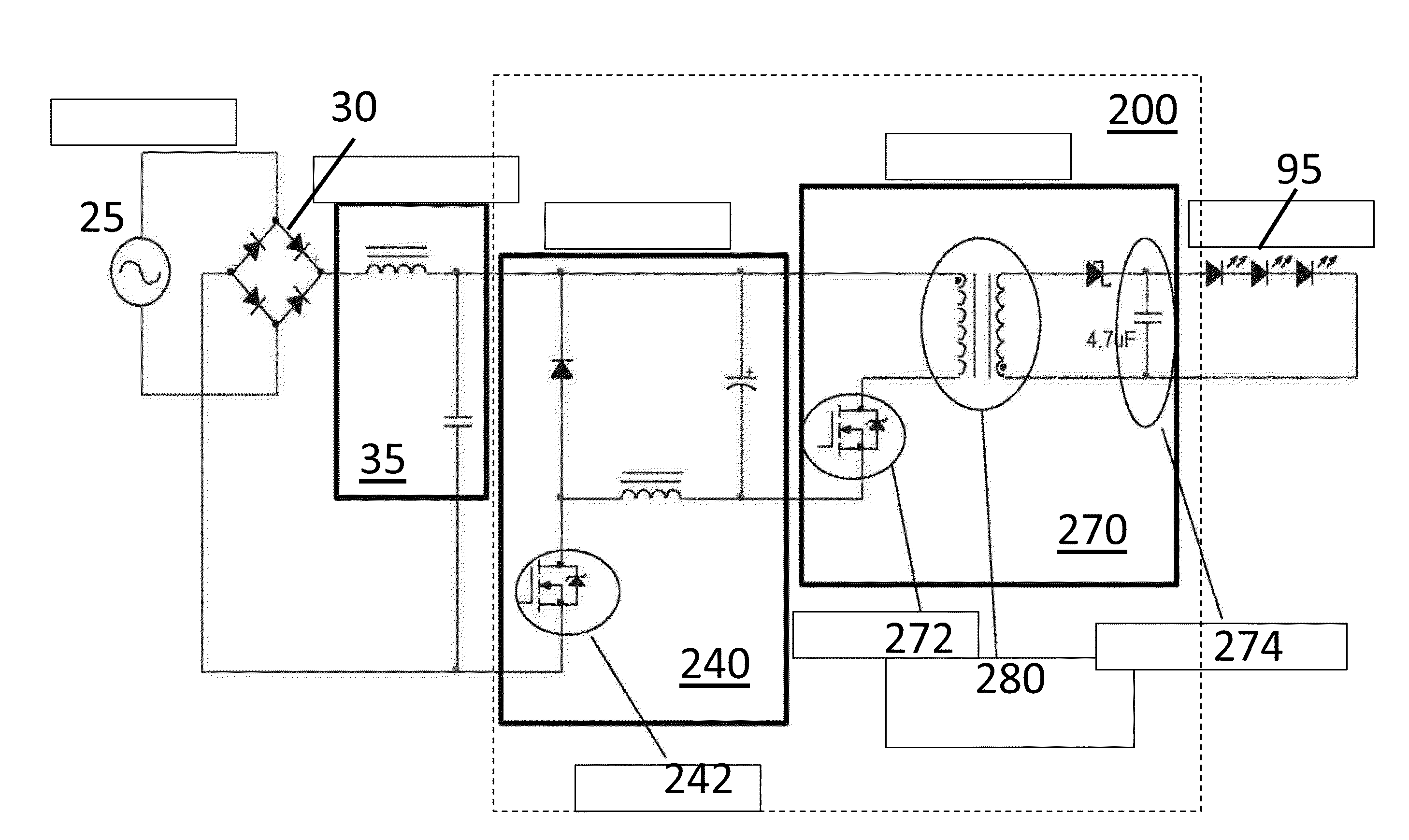 Single-stage ac-dc power converter with flyback pfc and improved thd