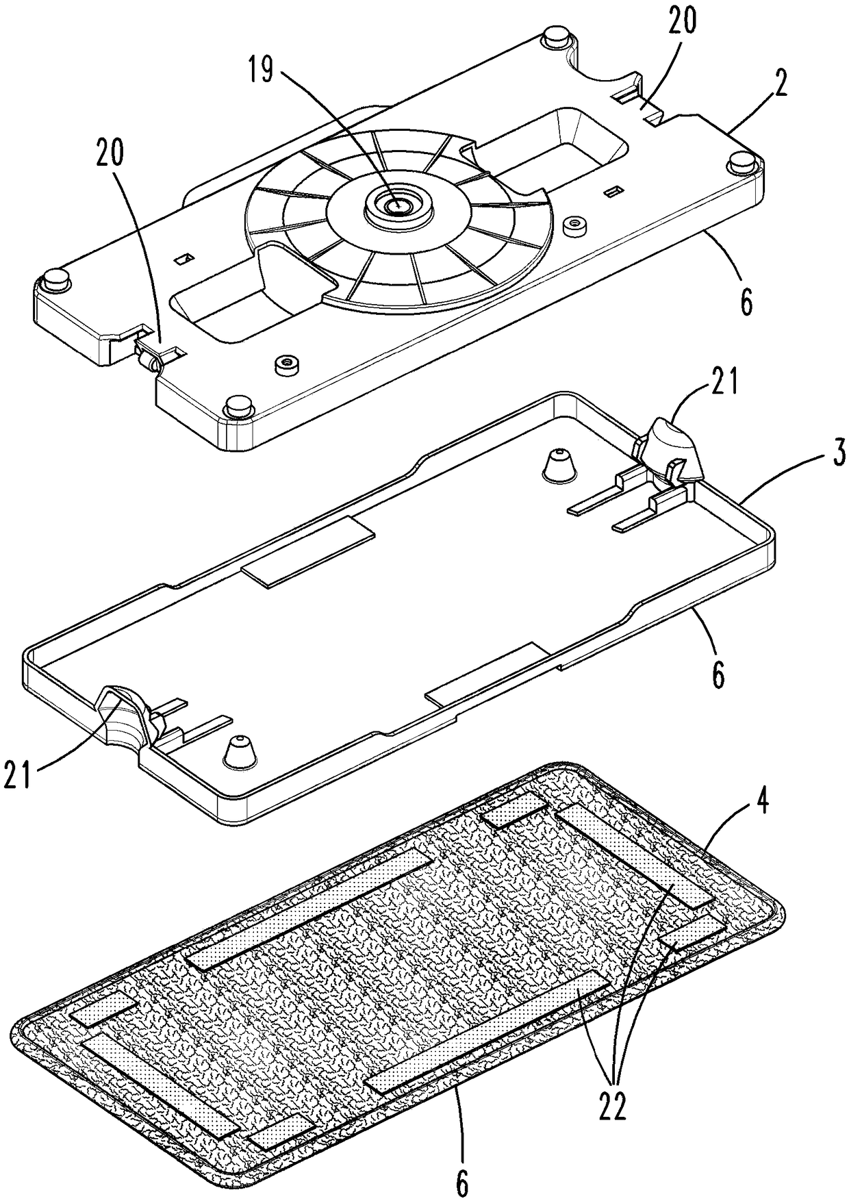 Cleaning device with a motor-driven oscillating plate