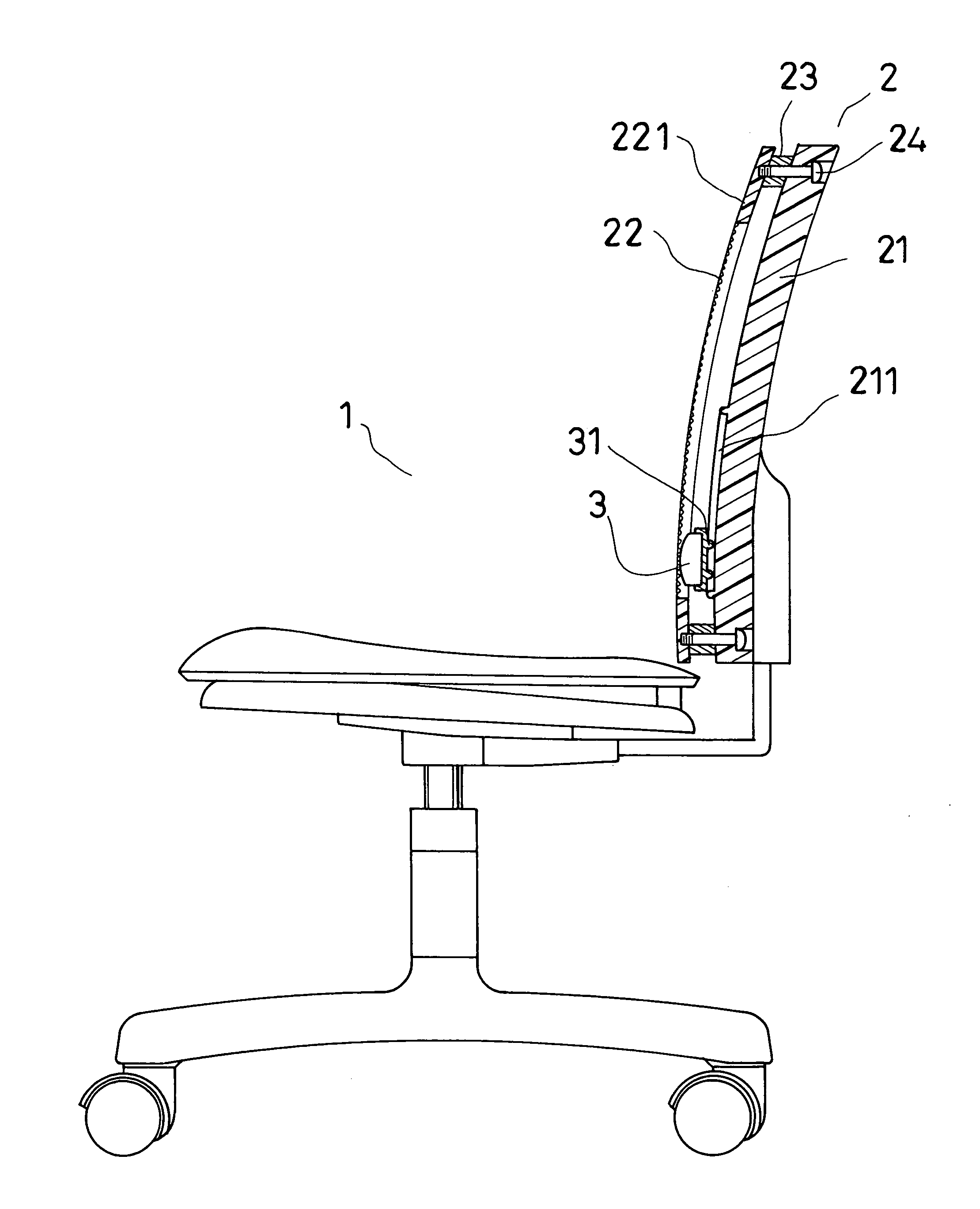 Waist supporting structure of a dual-layer chair back