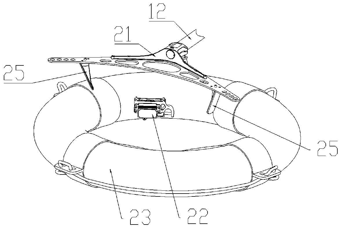 A life buoy throwing mount and drone