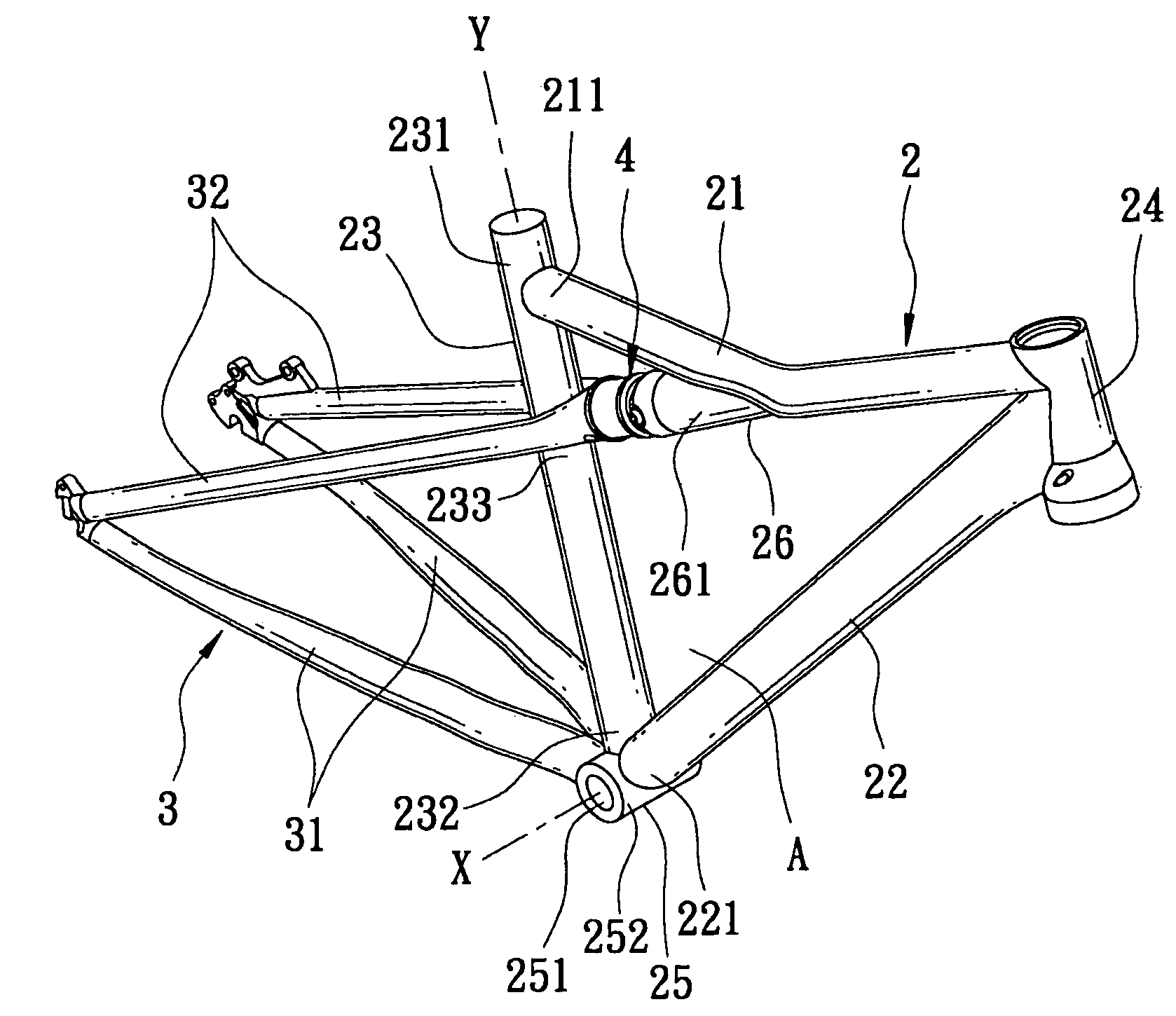 Shock absorbing frame for a bicycle