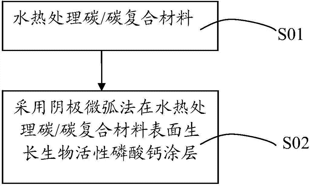 Carbon/carbon composite material containing bioactive calcium phosphate coating on surface and preparation method for carbon/carbon composite material