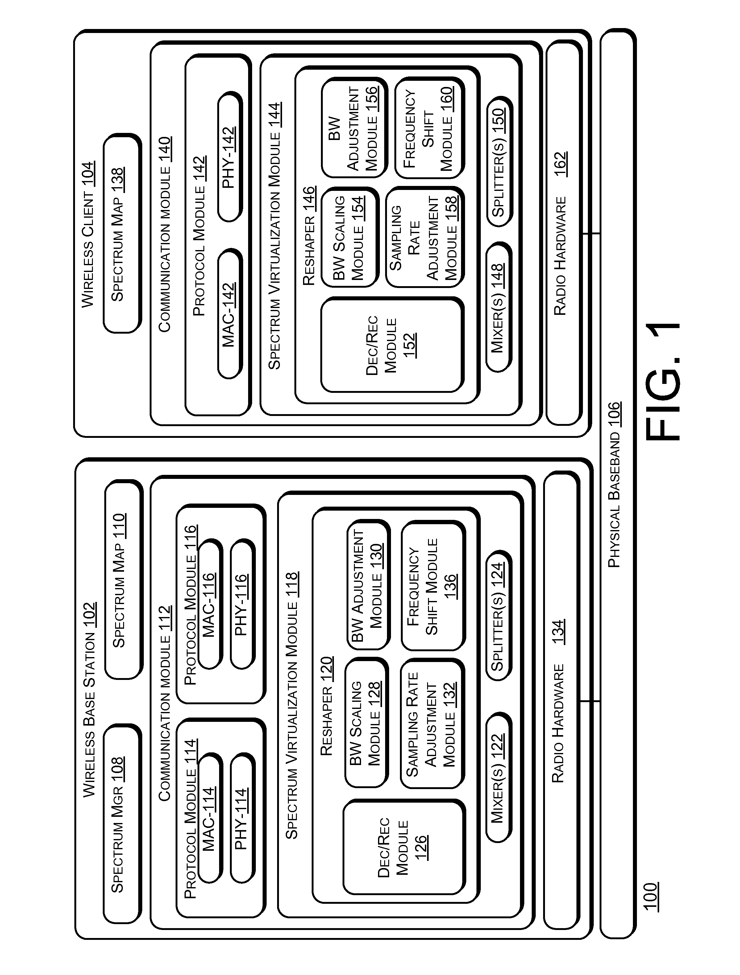 Mapping Signals from a Virtual Frequency Band to Physical Frequency Bands