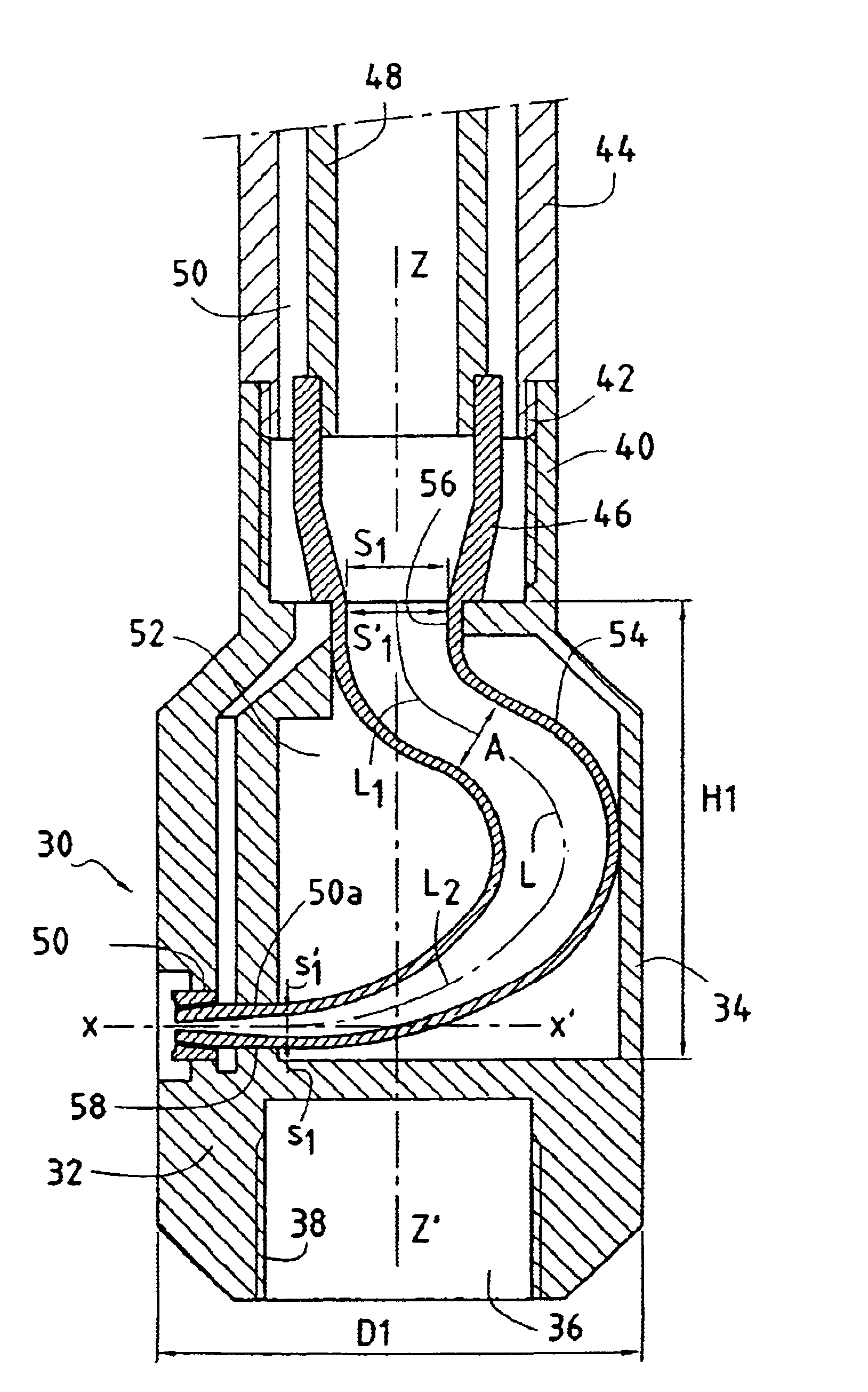 Head for injecting liquid under pressure to excavate the ground