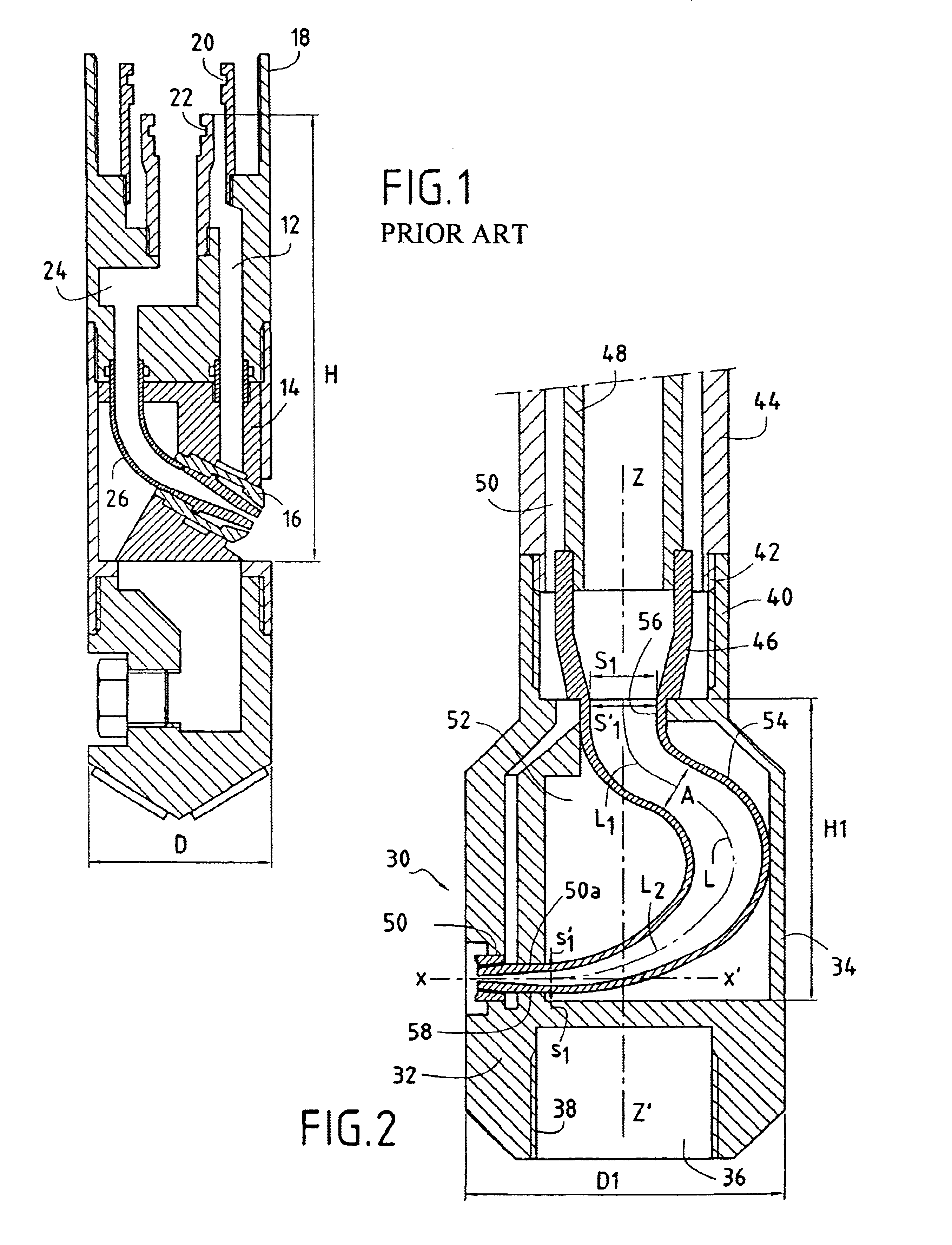 Head for injecting liquid under pressure to excavate the ground