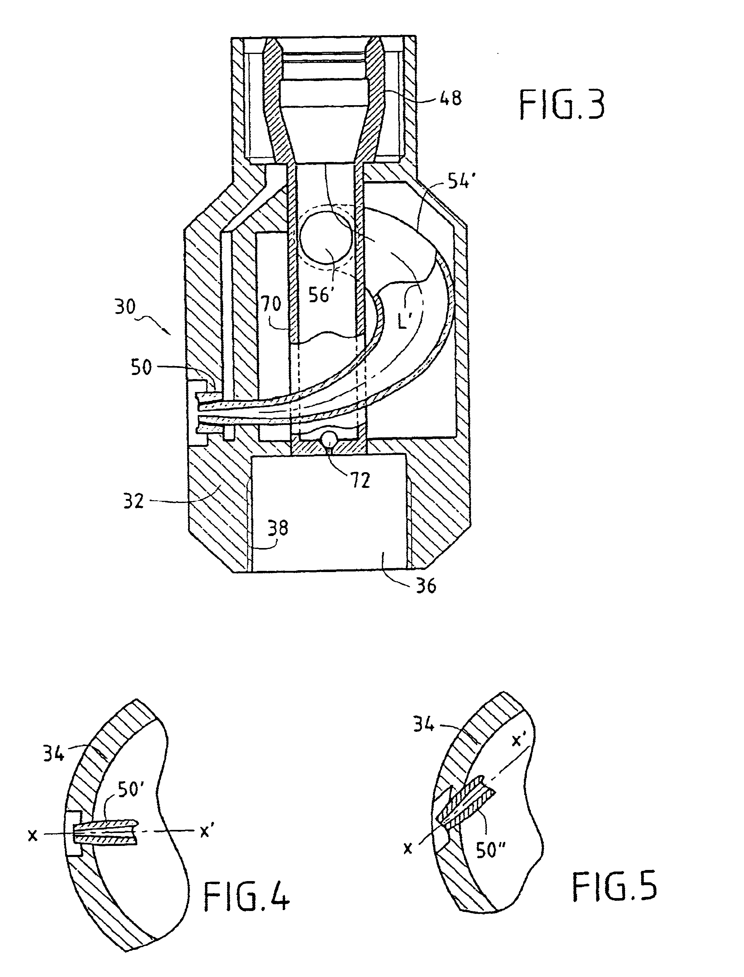 Head for injecting liquid under pressure to excavate the ground