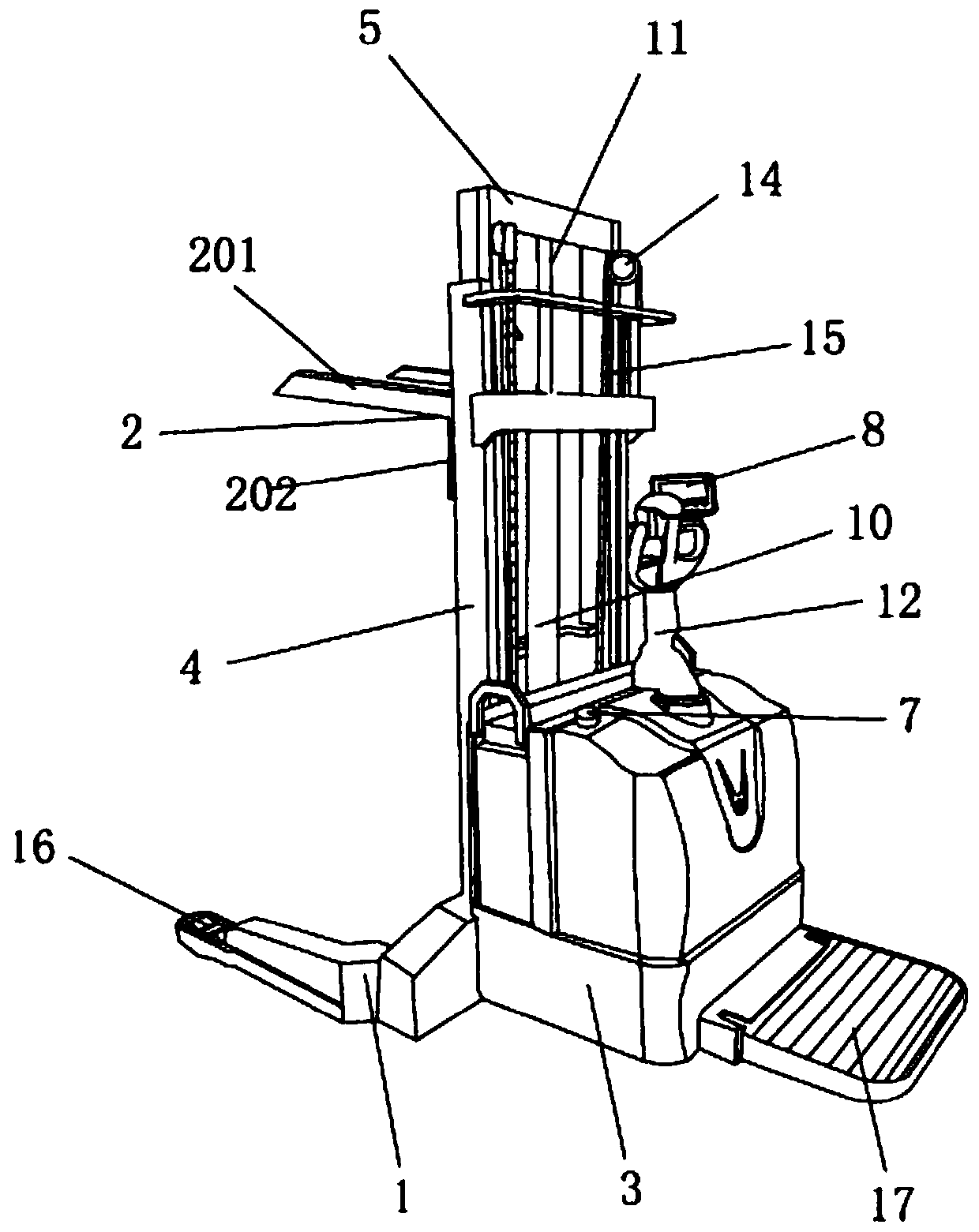 Energy-saving light feeding forklift with infrared alignment function