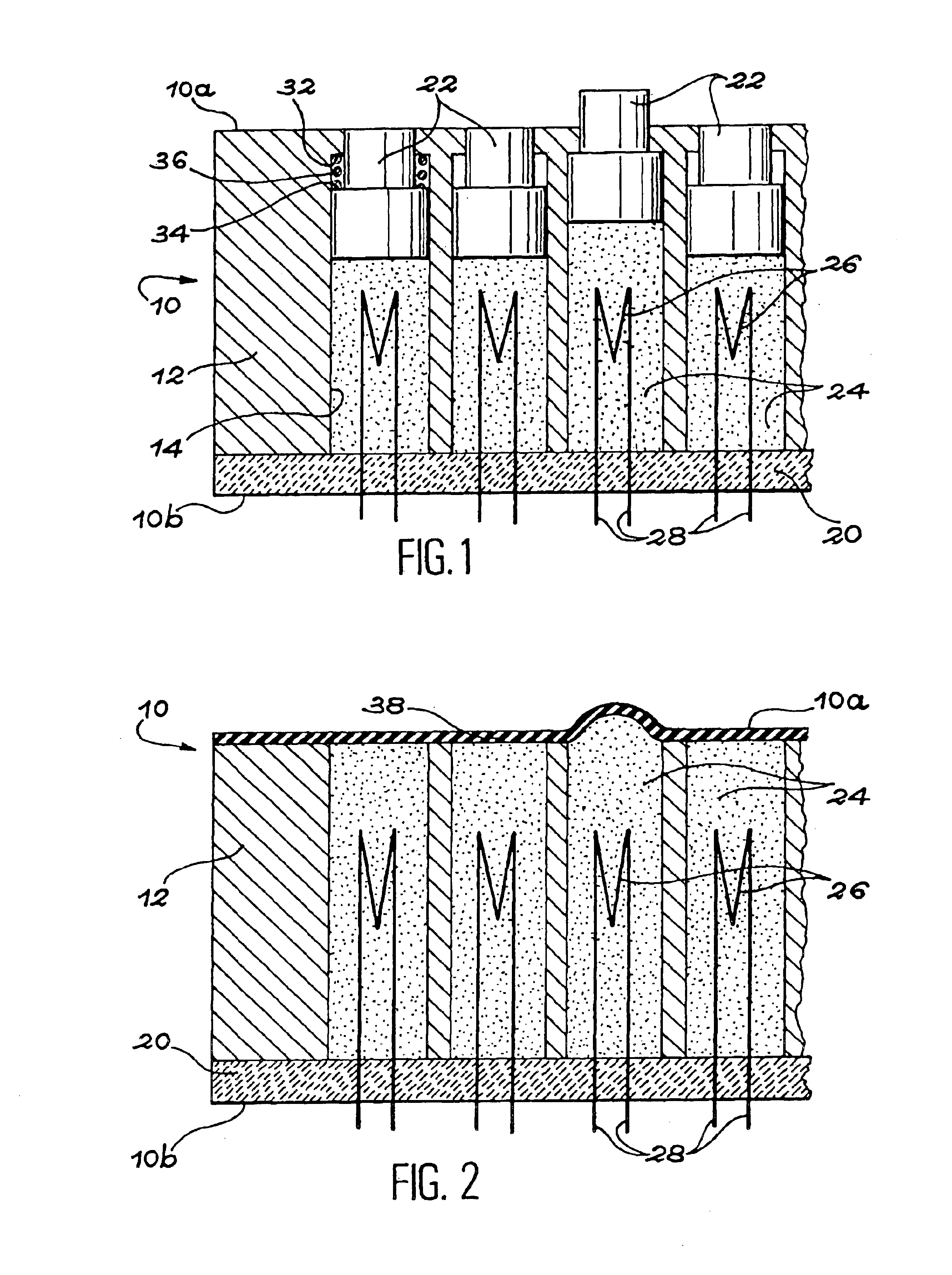 Element with expansible relief