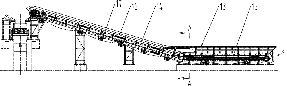 Waste steel apron conveyor, conveying method and application