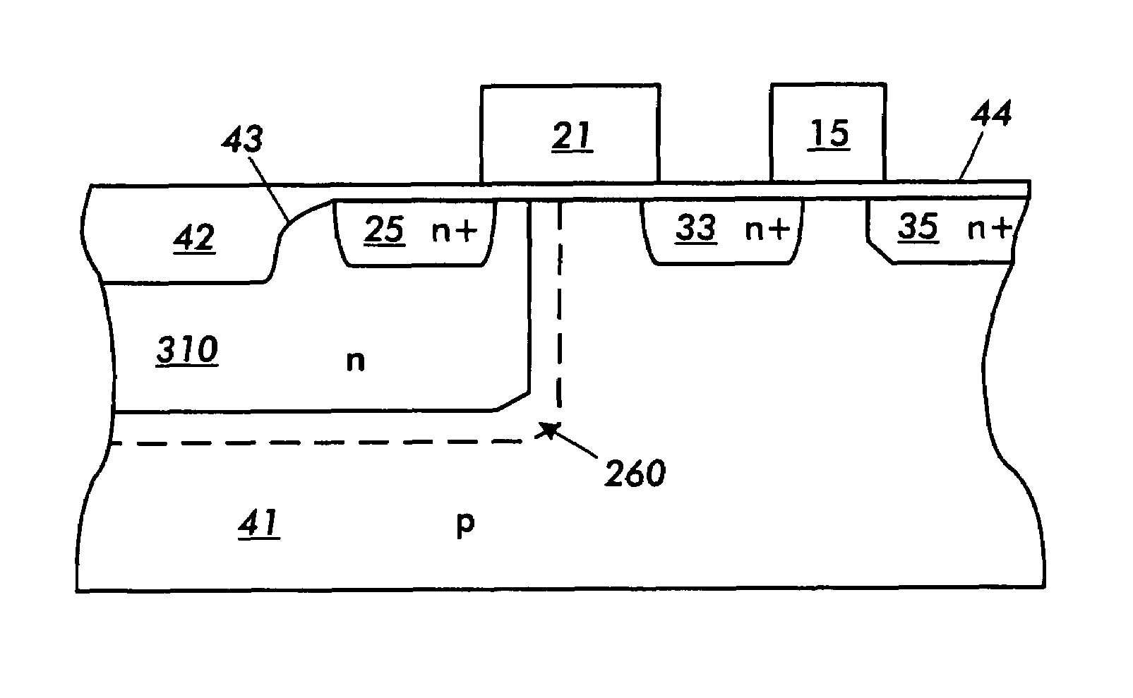 Pixel having an oxide layer with step region