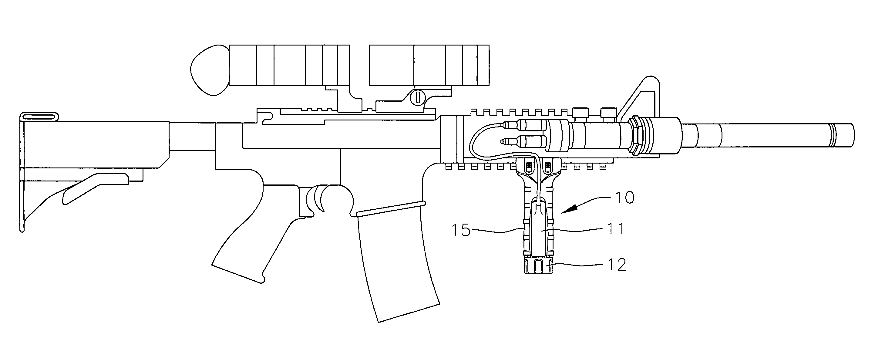 Integrated pressure switch pocket for a vertical fore grip