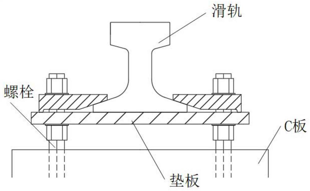 Rapid repairing method for rocket sled sliding rail fastener