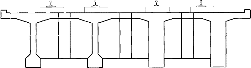 Prestressed concrete three-web trough girder