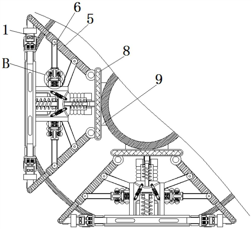 Lens spherical surface radian auxiliary detection equipment utilizing homopolar repulsion characteristic