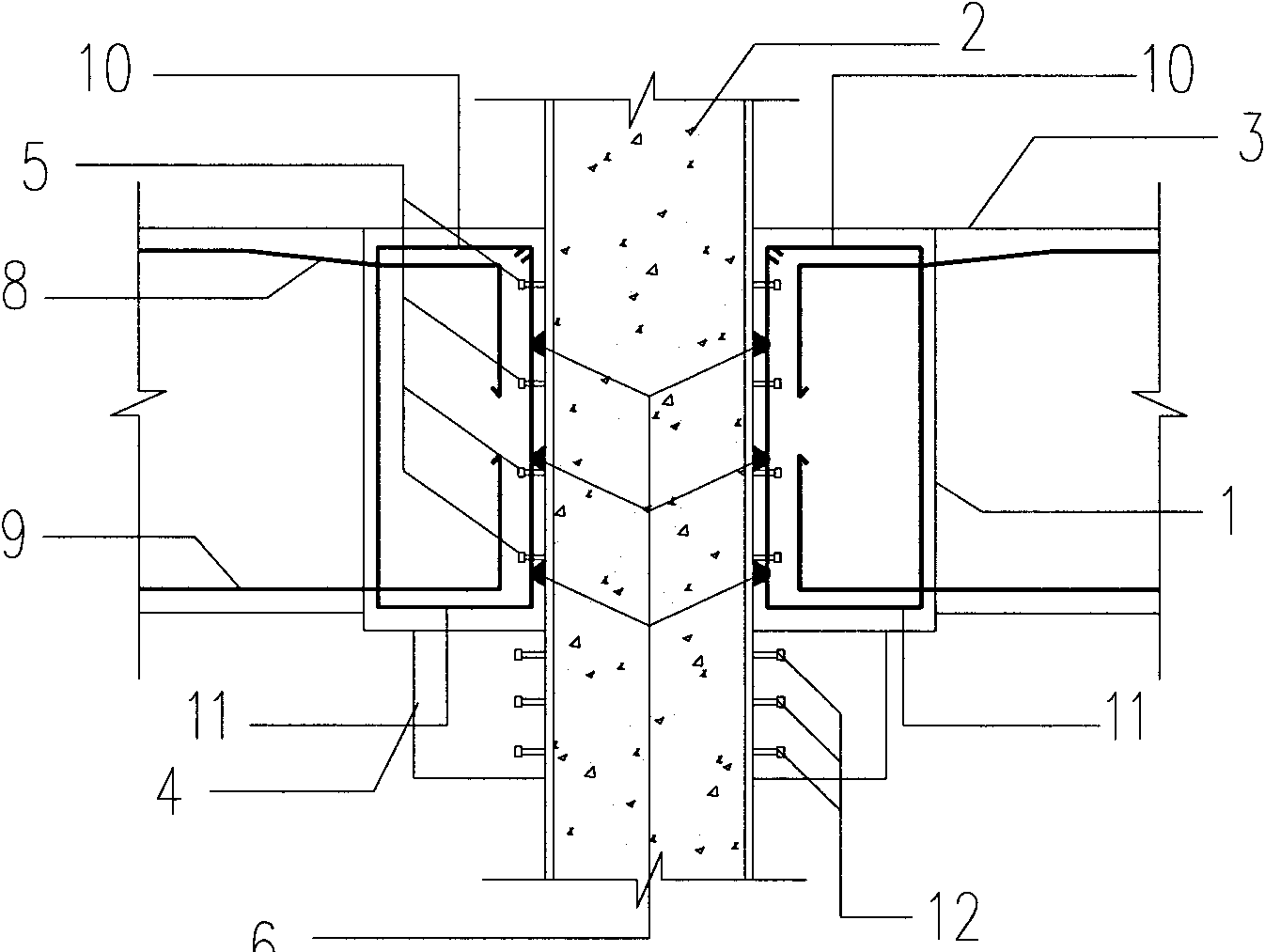 Connecting joint of ring beam of steel core concrete column used for topdown construction method foundation pit engineering