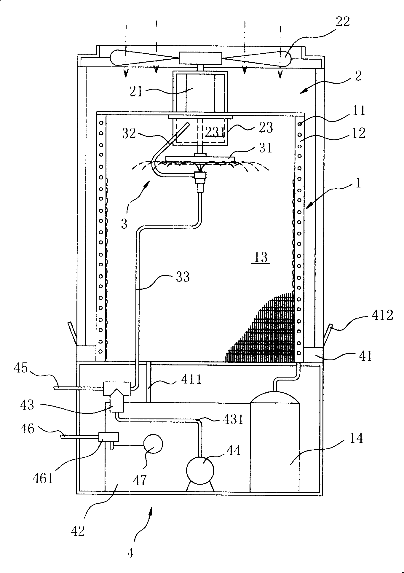 High efficiency cooling facility of cooling mechanism