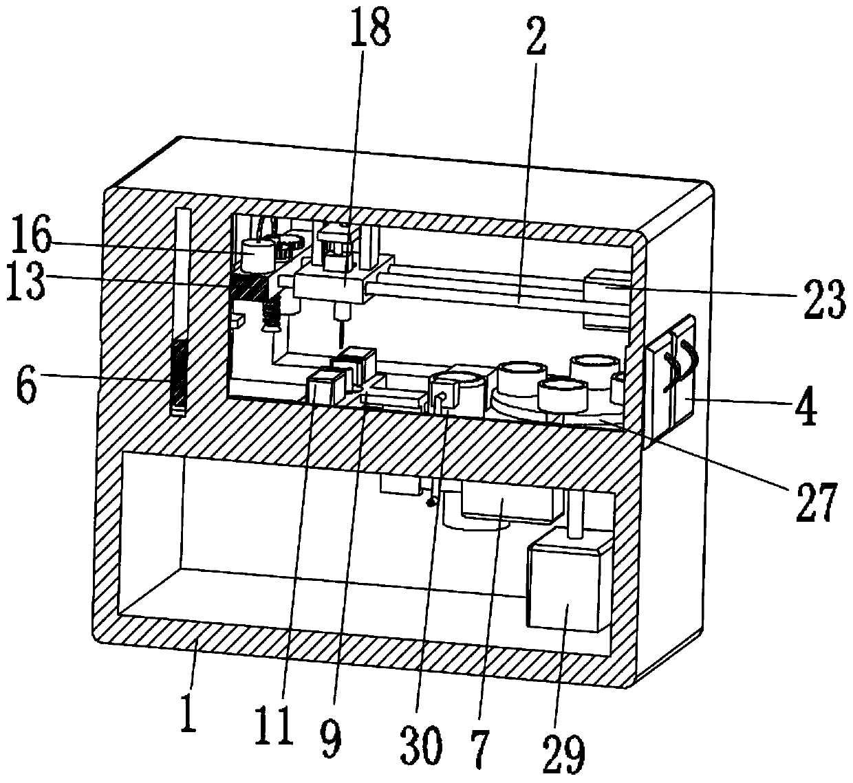 Radioactive drug micro-radiation sub-packaging device