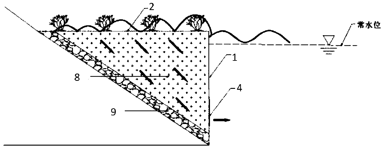 Ecological revetment using kinetic energy of ship waves for purifying water quality and application method of ecological revetment