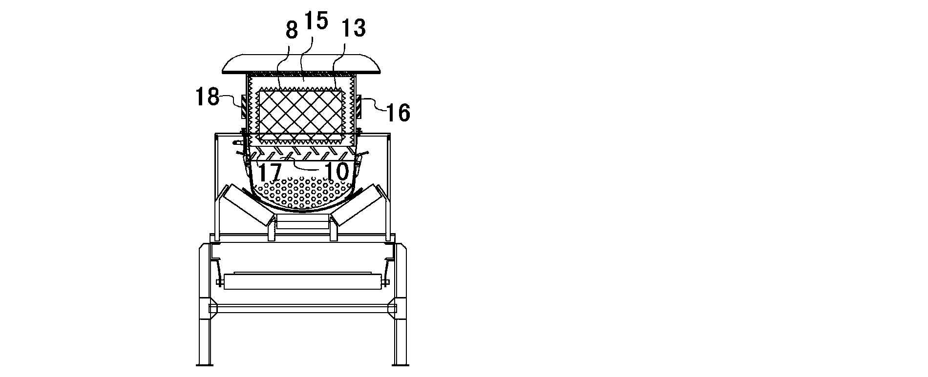 Open type belt conveying fall point unpowered dust removal system