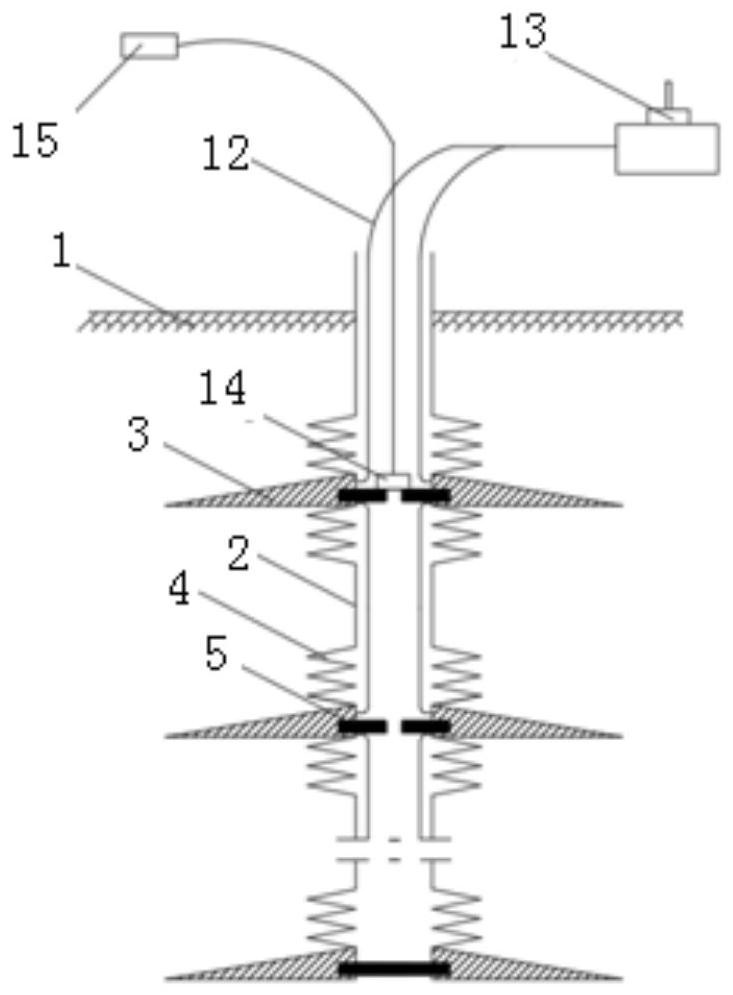 A soil subsidence layered monitoring device, its installation method, and its use method