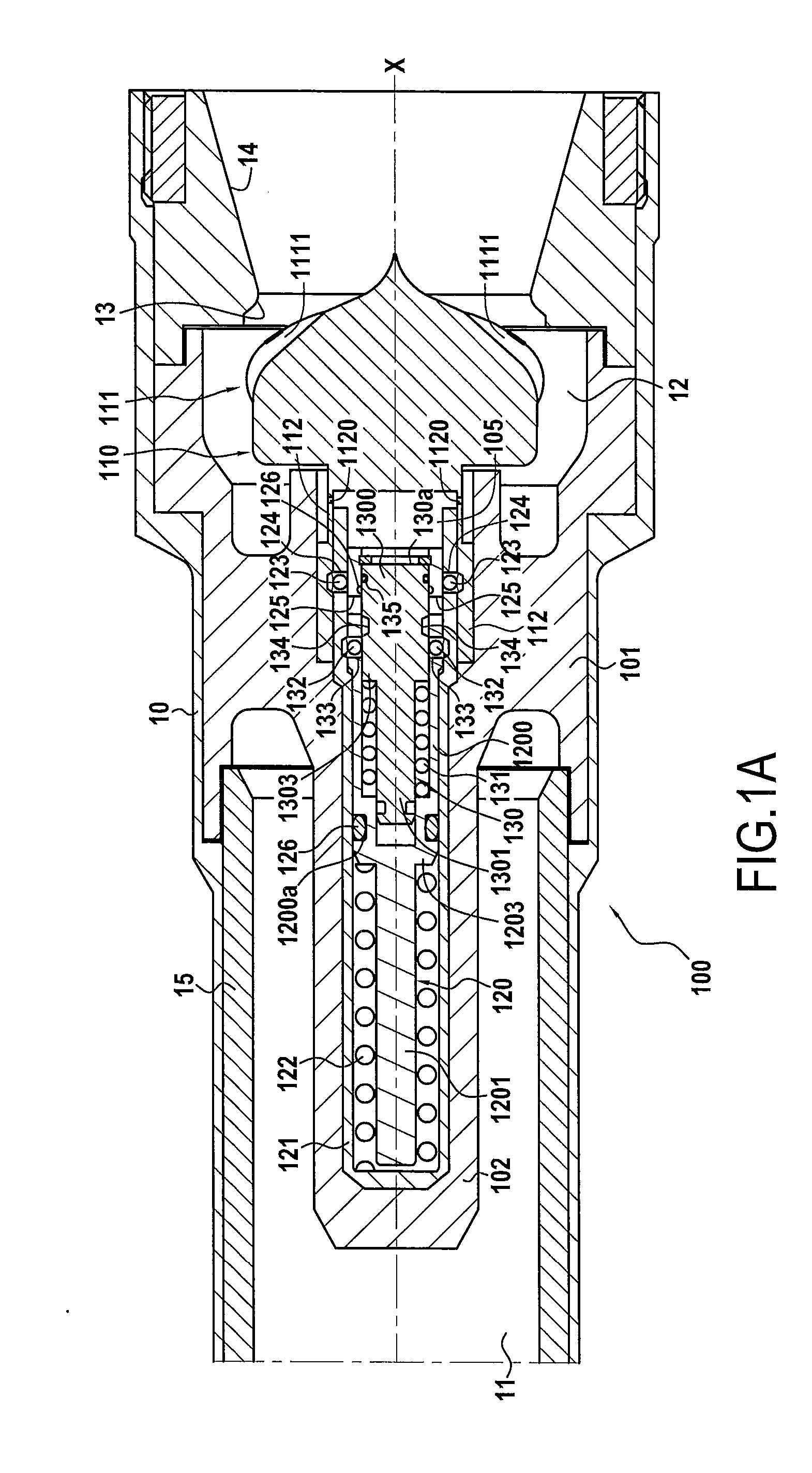 Device for modulating a gas ejection section