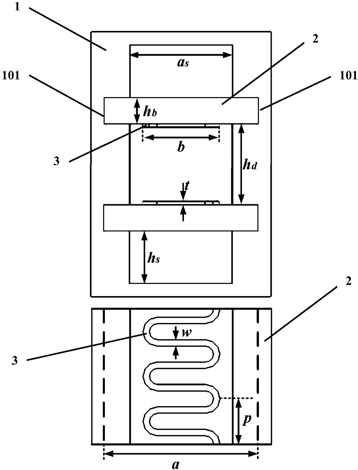 Microstrip line slow wave structure