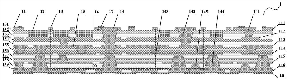 Six-layer wiring LCP packaging substrate, manufacturing method and multi-chip system-in-package structure