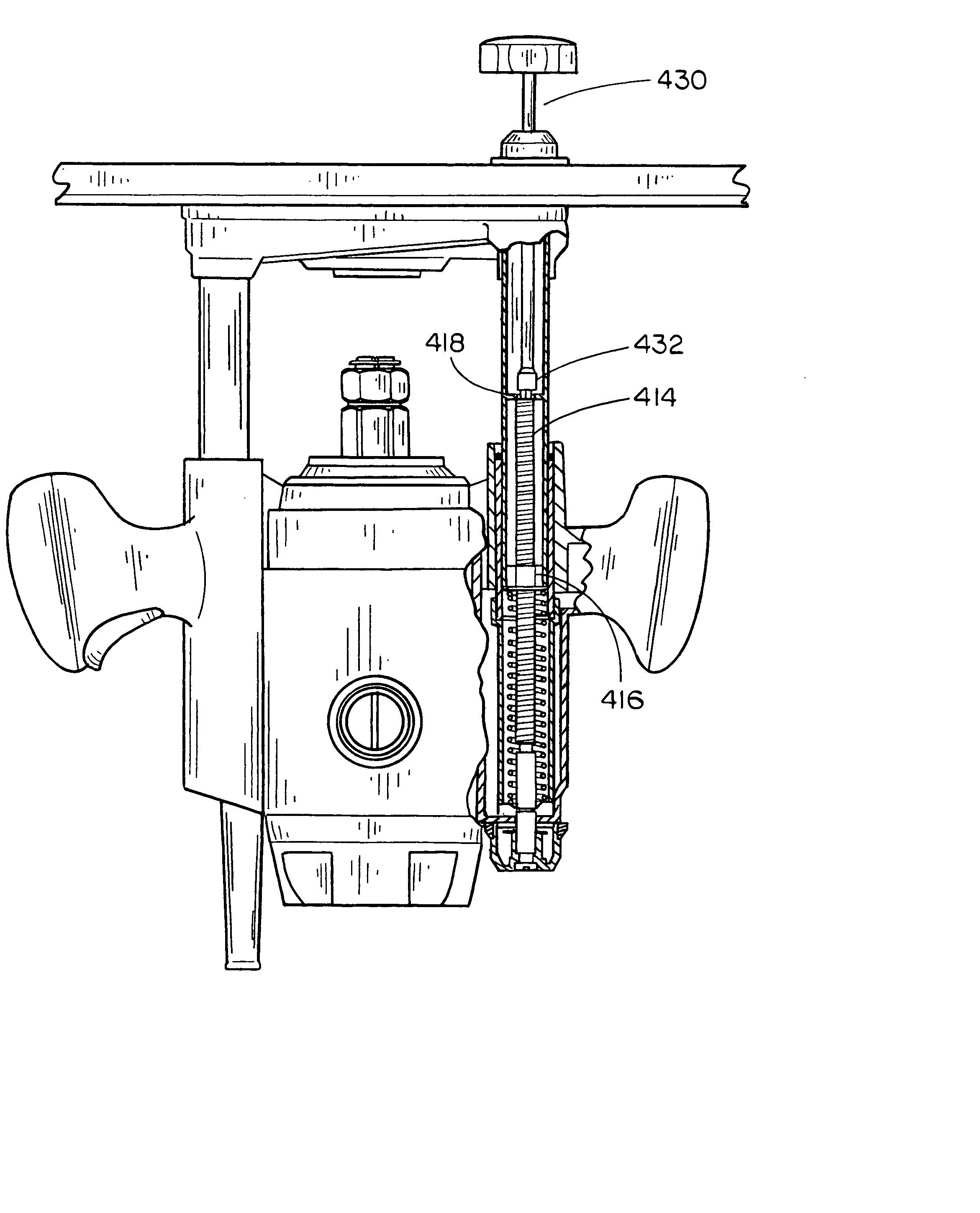 Router plunge depth adjustment mechanism