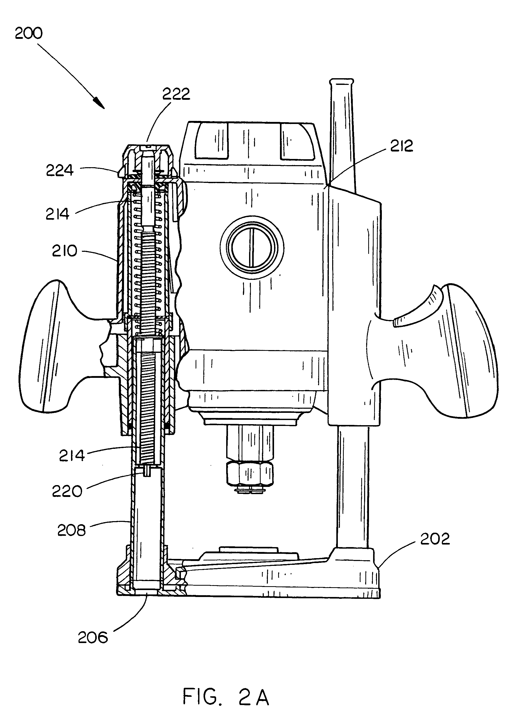 Router plunge depth adjustment mechanism