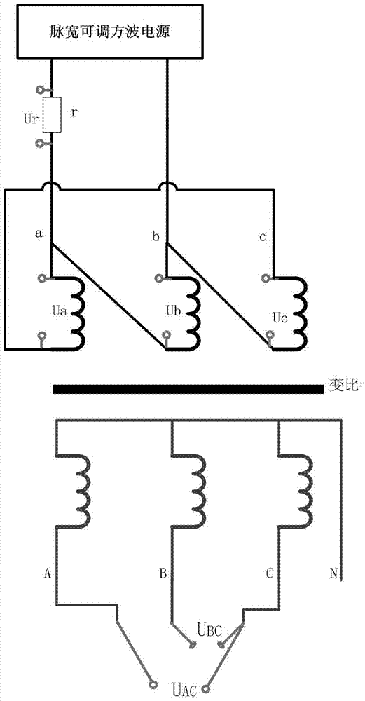 Duality-principle-equivalent-model-based residual flux measuring method for iron cores and yokes of three-phase three-core-limb transformer