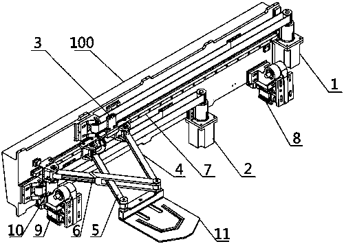 Connecting rod type moving mechanism for automatic sewing unit of garment making device