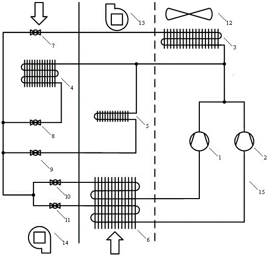 Efficient fresh air dehumidifier based on heat recovery and double-evaporation temperature of heat pump