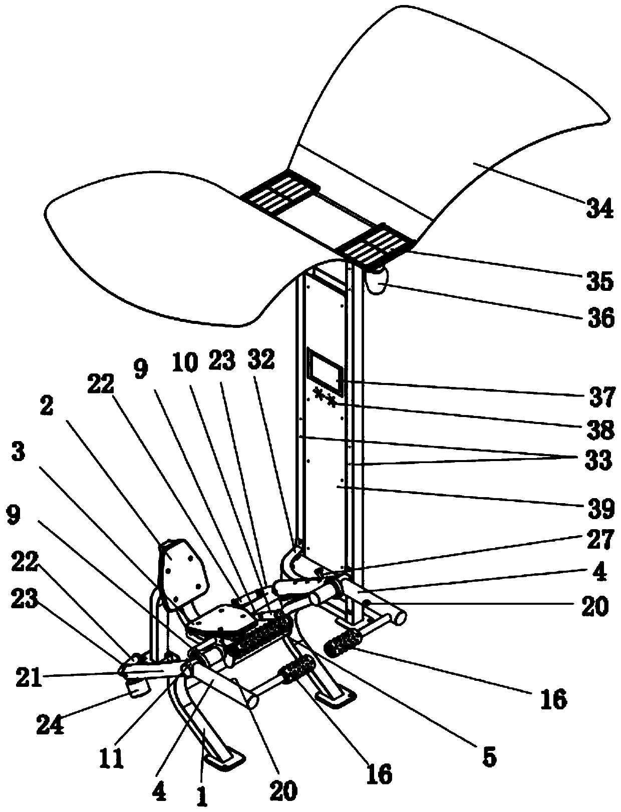 Leg-hooking massage training machine