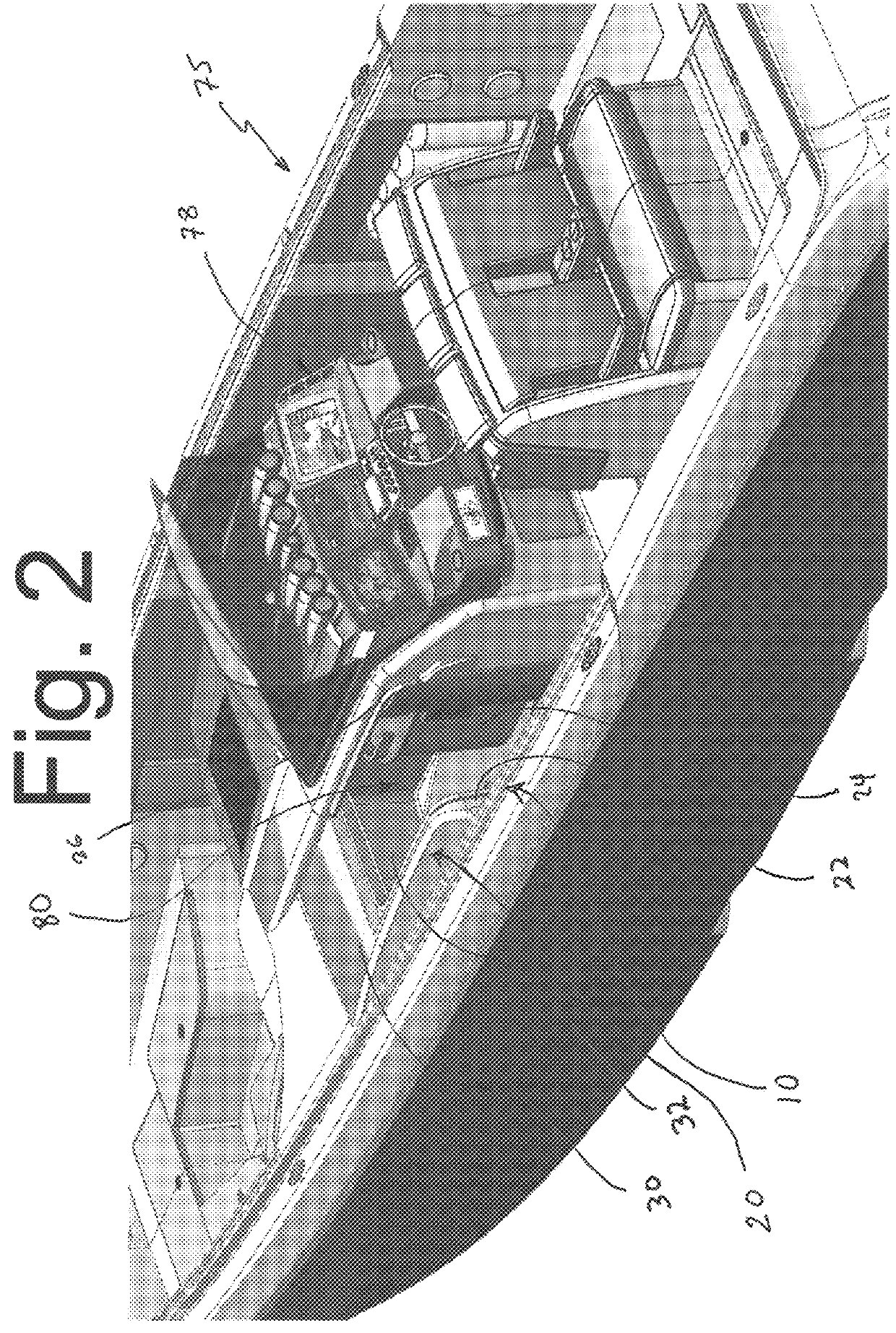 Underdeck mid-cabin entry system for mono hull boat