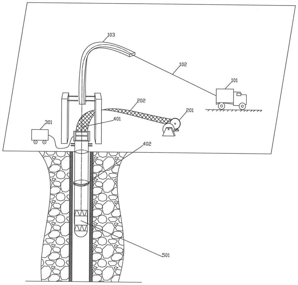 Composite material patching method for long-section casing damage well