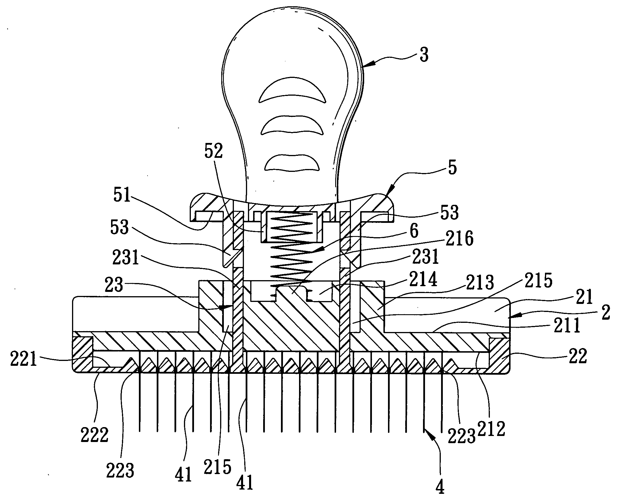 Brush provided with retractable bristles to facilitate removal of tangled hair strands