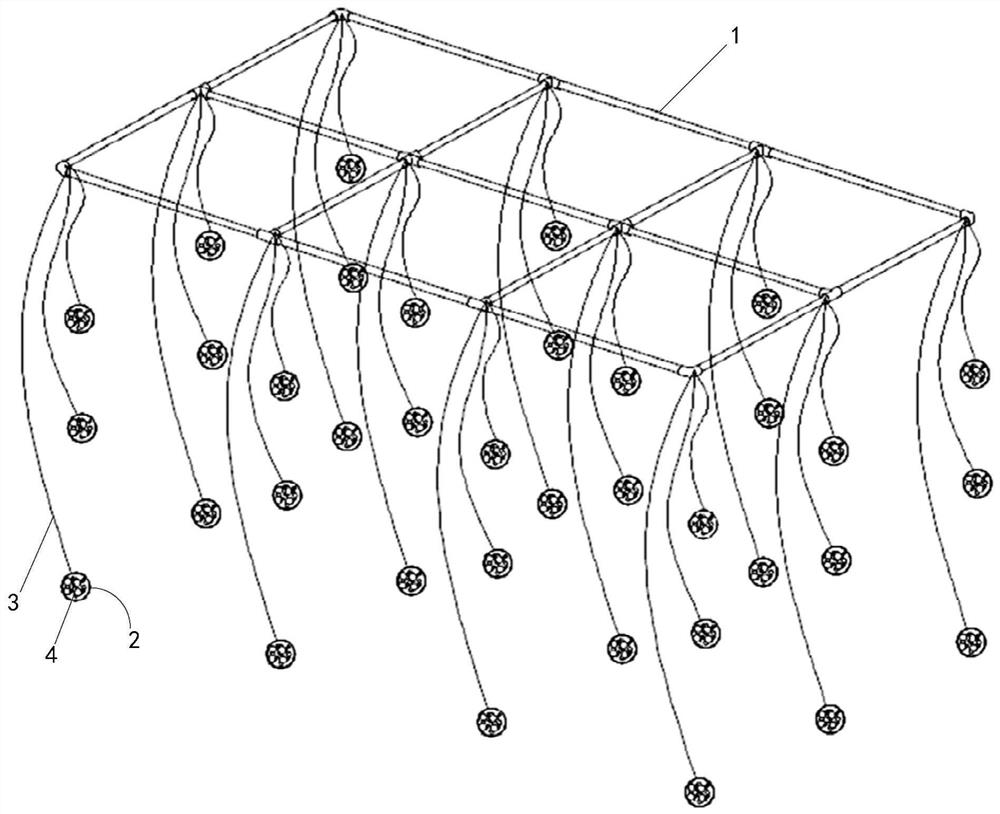 Lawn for multi-stage interception and purification of particulates in water body