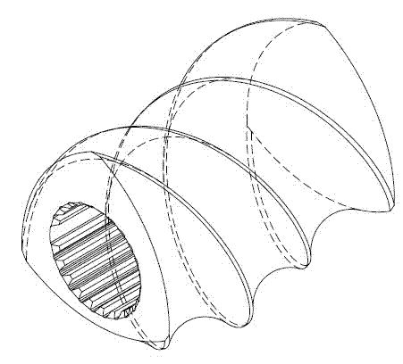 Three-head screw element and twin-screw extruder using the element