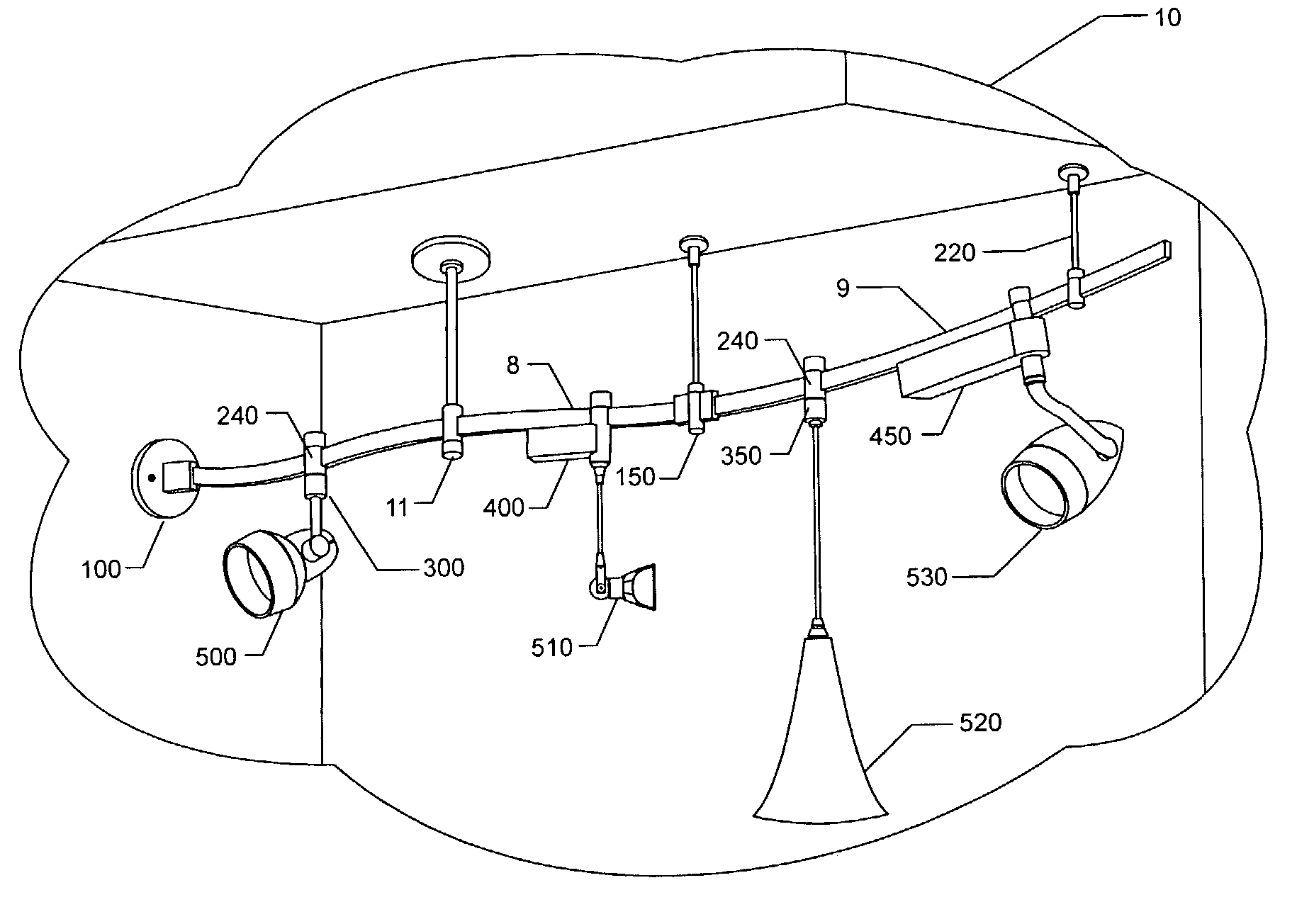 Field bendable line voltage track lighting system