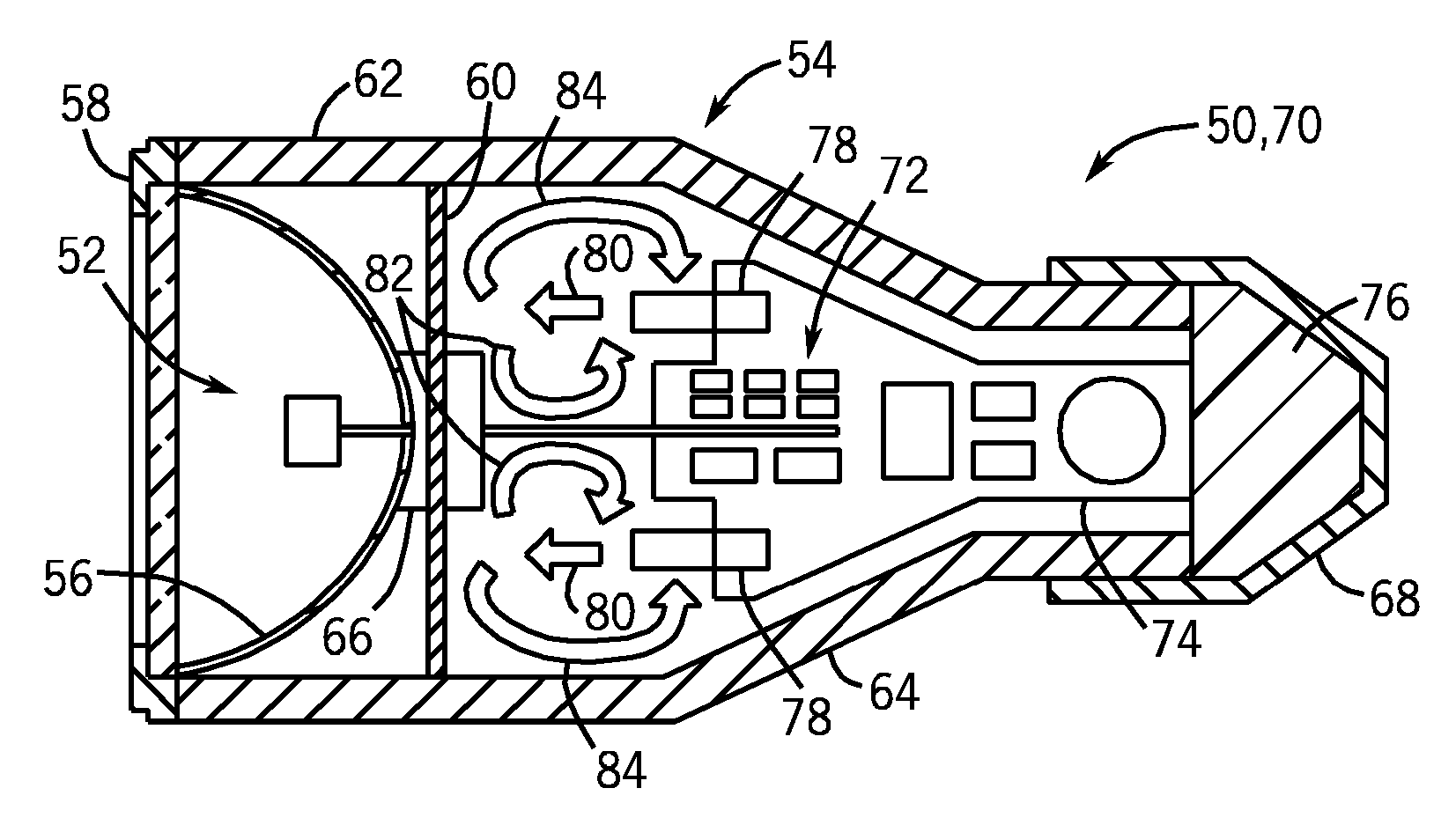 Integral ballast lamp thermal management method and apparatus