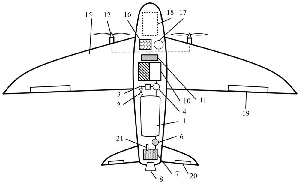 Fuel cell hydrogen nozzle hybrid power system and unmanned aerial vehicle system using it