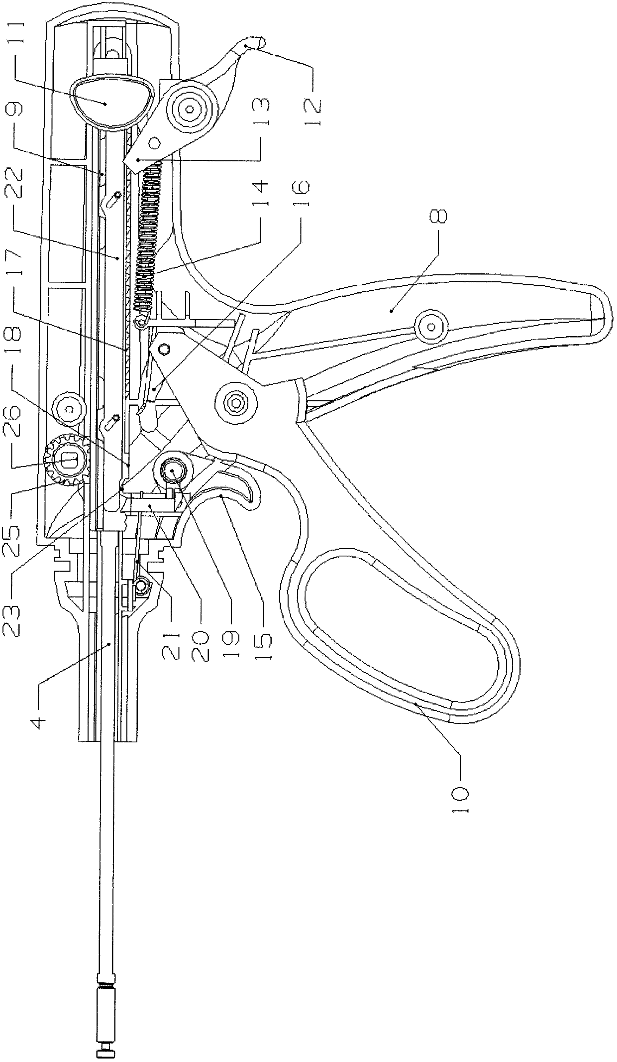 Opening and closing control mechanism of endoscopic surgical stapler