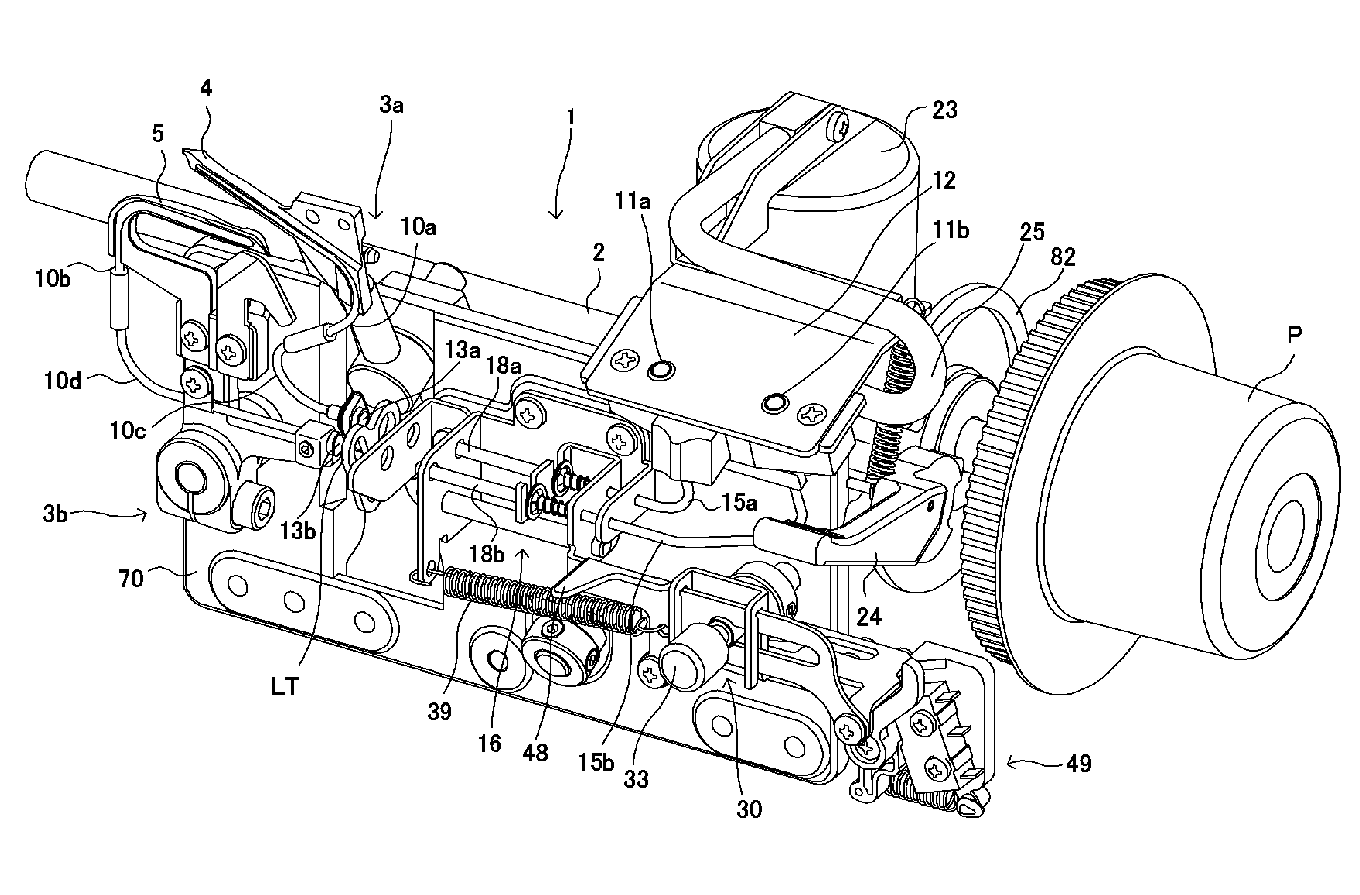 Gas carrying threading device of sewing machine