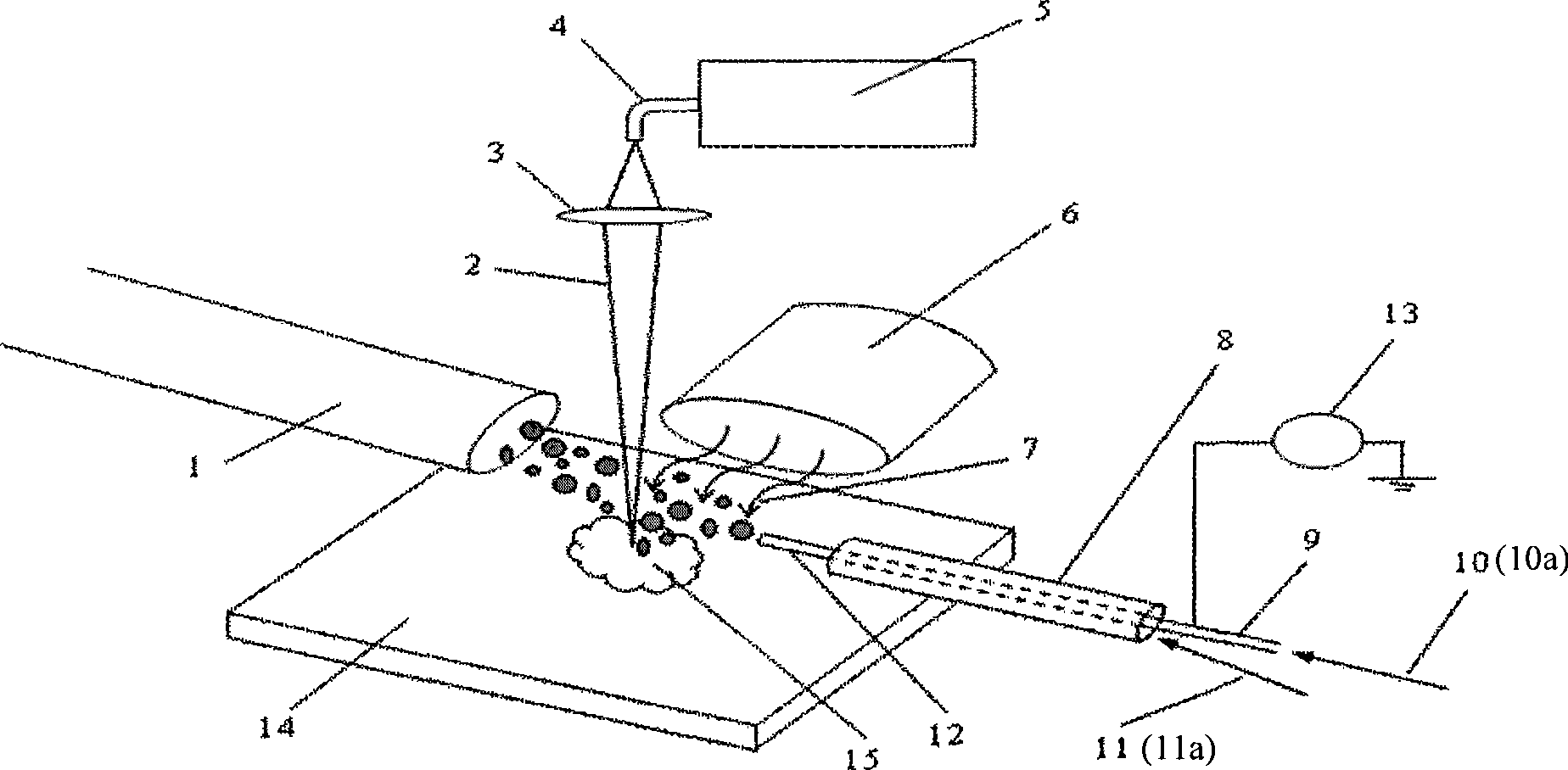 Desorption ionization device used in mass spectrometer