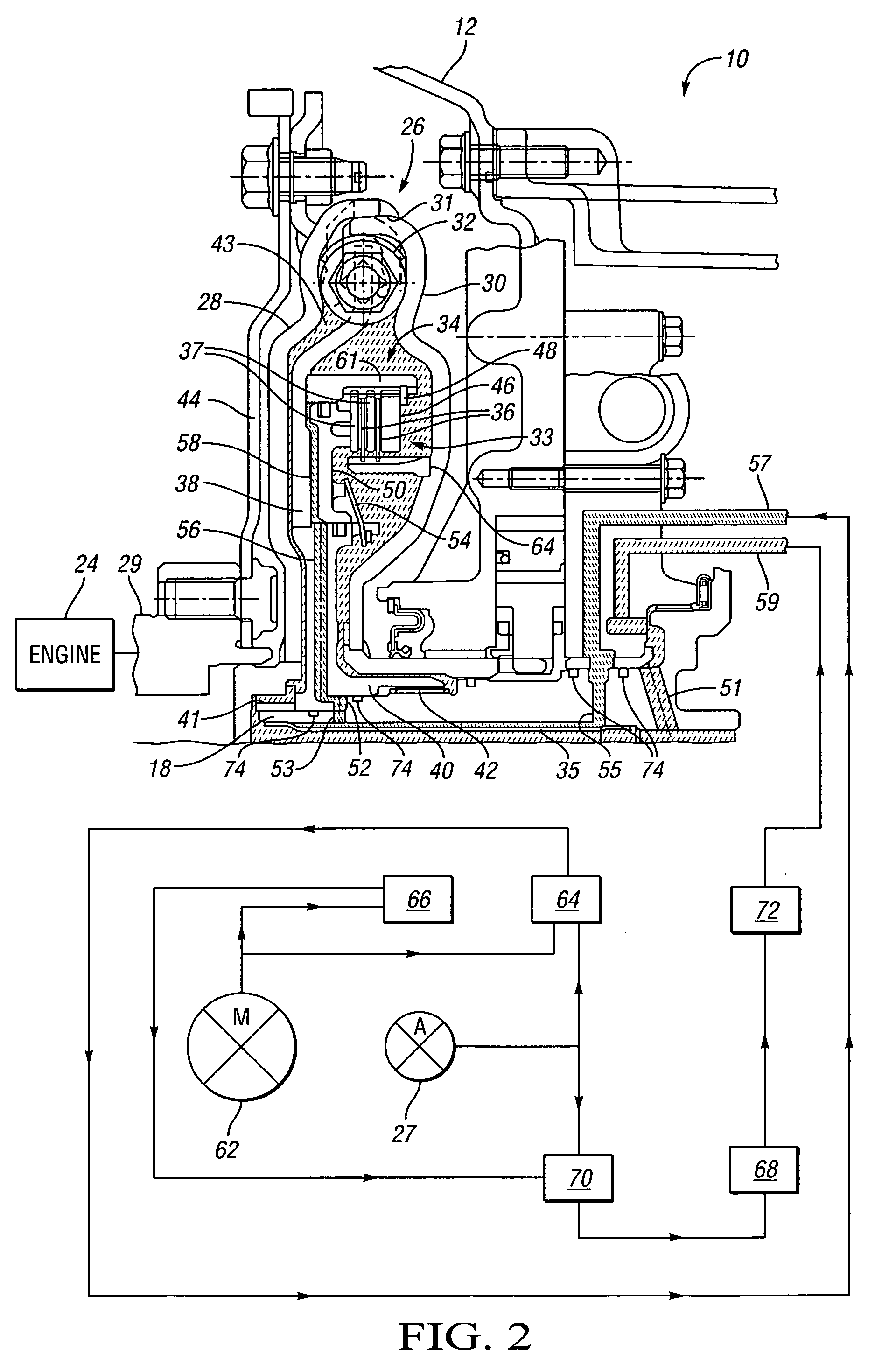 Hydraulic circuit for torsional damper assembly of an electrically variable transmission